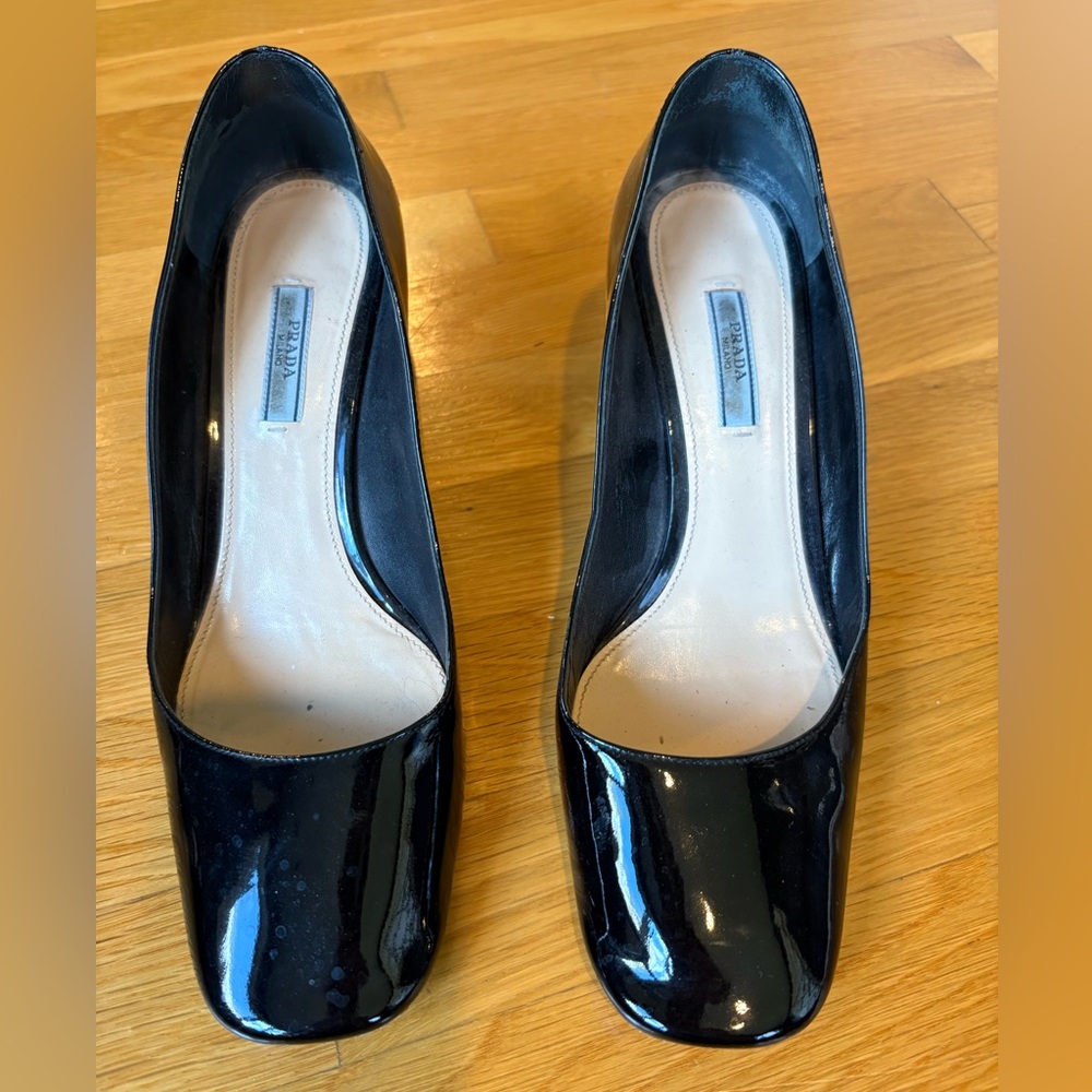 Prada Black Square Toe Pumps